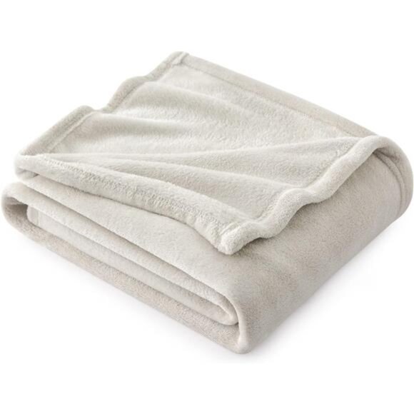 Fleece Throw Blanket Linen - 300GSM Soft Lightweight Plush - Picture 1 of 7